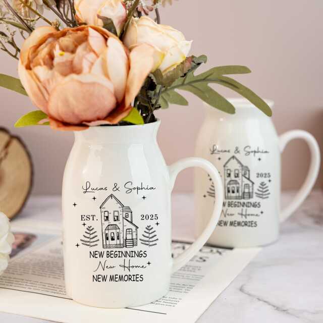 Personalized New Home Gift, Flower Vase For Occasion, Housewarming Gift Couples, Moving in Friend, Owner - image 1