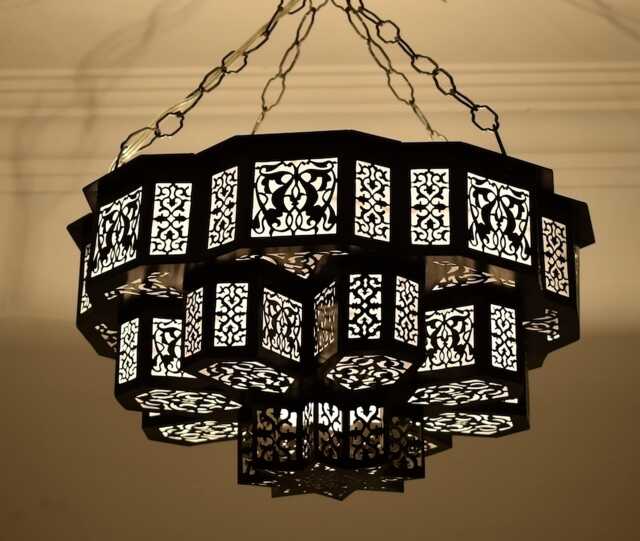 Moroccan Pendant Hand-Pierced Shadow Caster - Entryway Foyer, 20 Inch - image 1