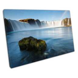 Vibrant Rainbow Over Godafoss Waterfalls Iceland Landscape Print Nordic Wall Art For Home & Office - thumbnail 1