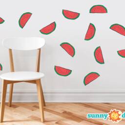 Watermelon Fabric Wall Decals Nursery Fruit Art, Set Of 16 - thumbnail 2