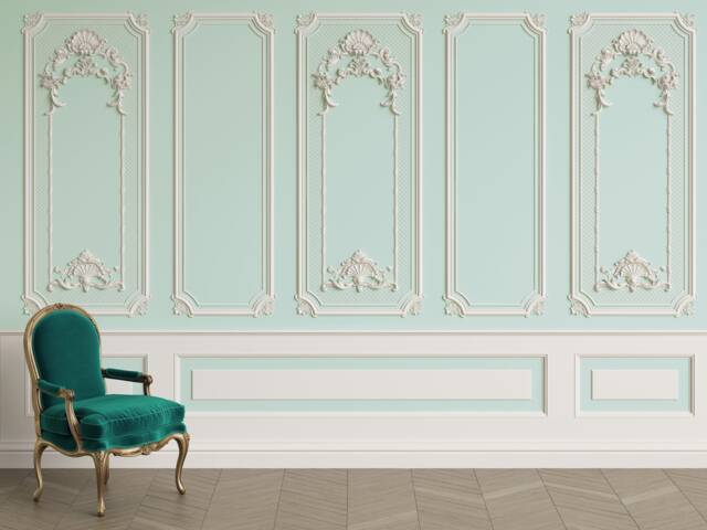 3D Molding Wallpaper, Green Cornice Wall Mural, Peel & Stick - image 1