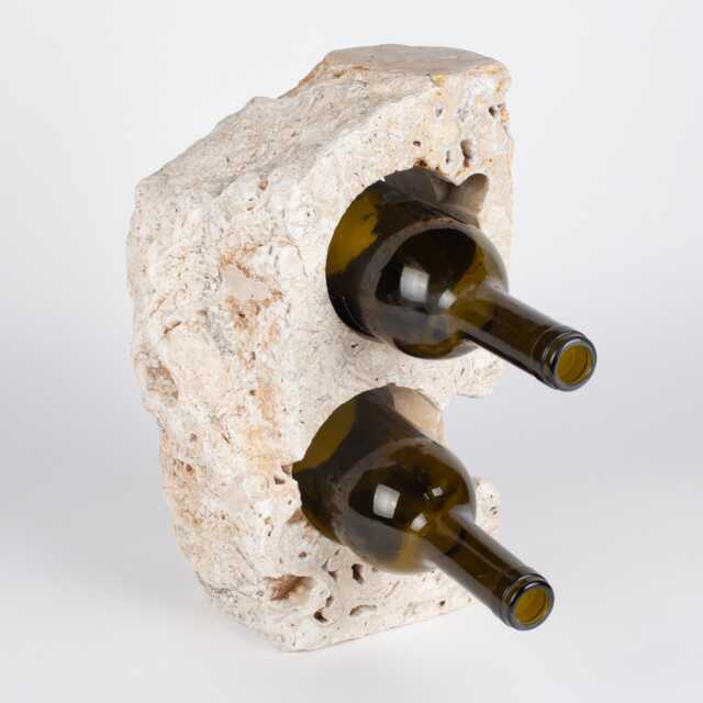 Handmade Travertine Wine Bottle Holder Unique Rack - image 1