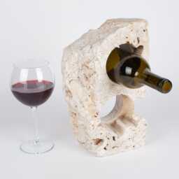 Handmade Travertine Wine Bottle Holder Unique Rack - thumbnail 2