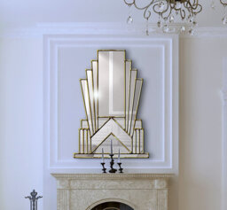 Aurora Original Handcrafted Art Deco Over Mantle Wall Mirror - thumbnail 1