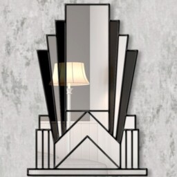 Aurora Original Handcrafted Art Deco Over Mantle Wall Mirror - thumbnail 3