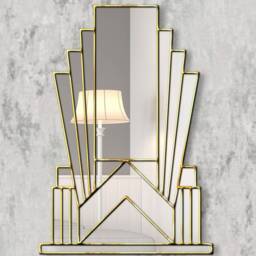 Aurora Original Handcrafted Art Deco Over Mantle Wall Mirror - thumbnail 4