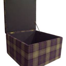 Aubergine Tartan Storage Ottoman Handmade Lift Lid Footstool - thumbnail 2