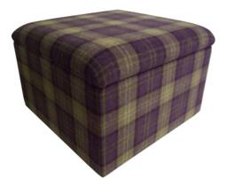Aubergine Tartan Storage Ottoman Handmade Lift Lid Footstool - thumbnail 1