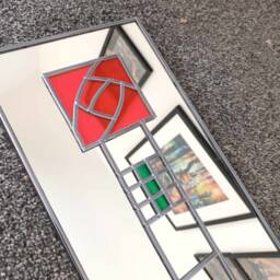 Rennie Mackintosh Style Stained Glass Effect Mirror Art Nouveau Handmade - thumbnail 4