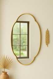 Moroccan Brass Oval Mirror - Handmade Wall Decor Accent