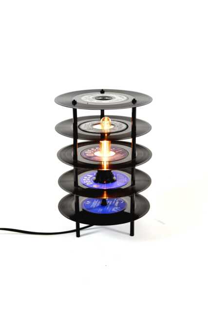 Upcycled Vinyl Record Lamp Retro Art Deco Table Lamp - image 1