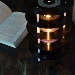 Upcycled Vinyl Record Lamp Retro Art Deco Table Lamp - thumbnail 3