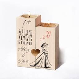 Personalised 1st Anniversary Double Tea Light Candle Holder With Couple - thumbnail 2