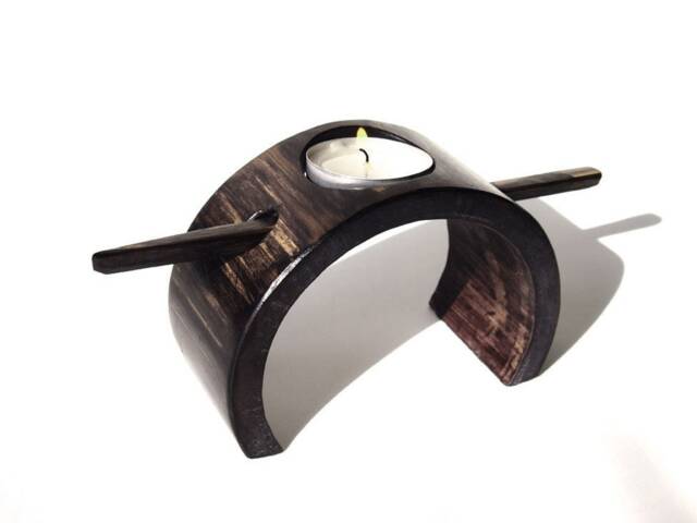 Handmade Bamboo Candle Holder Rustic Home Decor - image 1