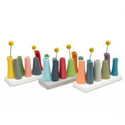 Pea Green Tube Bud Vases - Set Of 8 Handcrafted Ceramic - thumbnail 3