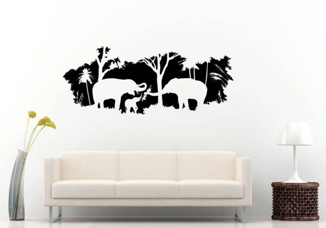 Elephants Jungle Forest Animal Earth Nature Family Wall Sticker Decal Vinyl Mural Decor Art L2327 - image 1