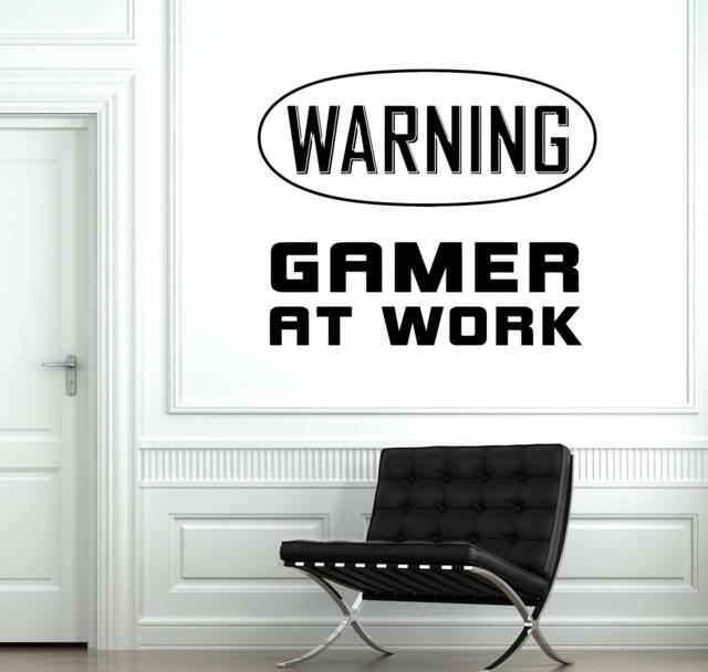 Wall Decal Gaming Warning Gamer At Work Sign Vinyl Sticker 1804Dz - image 1