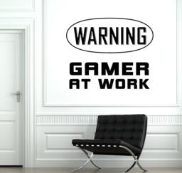 Wall Decal Gaming Warning Gamer At Work Sign Vinyl Sticker 1804Dz - thumbnail 1