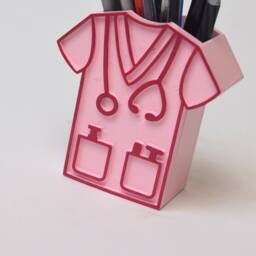 Pink Scrub Top Pen Holder, Doctor Nurse Gift, 3D Printed - thumbnail 2