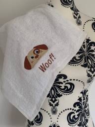 Dog Head Towel - Personalised Face Cloth/Hand Bath = Embroidered - thumbnail 1