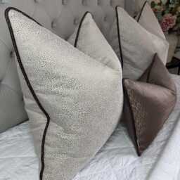 Brown Piped Nougat Cushion Cover Blean Textured Ashley Wilde Luxury Pillow Case Living Room Or Bedroom Decor - thumbnail 4