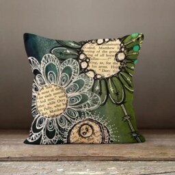 Gold Yellow Cushion Cover-Flower Yellow Grey Pillow Case-Mustard Modern Leaves Case-Garden Throw Cover-Gift For Her - thumbnail 4