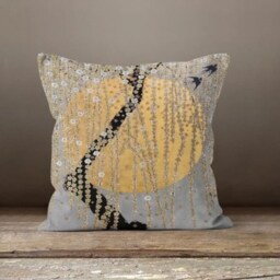 Gold Yellow Cushion Cover-Flower Yellow Grey Pillow Case-Mustard Modern Leaves Case-Garden Throw Cover-Gift For Her - thumbnail 2