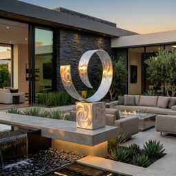 Abstract Metal Sculpture Curl Silver Handcrafted Luxury Modern Art Decor, Indoor, Outdoor - thumbnail 4