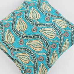 Fabric Pillow 20x20, Pillow, Turquoise Blue Tulip Pattern Pillow, Turkish Pillow, Bohemian Pillow, Accent Pillow, Decorative Pillow - thumbnail 3