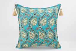 Fabric Pillow 20x20, Pillow, Turquoise Blue Tulip Pattern Pillow, Turkish Pillow, Bohemian Pillow, Accent Pillow, Decorative Pillow - thumbnail 1