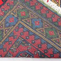 2'5x9'4 Turkmen Bukhara Runner Rug, Afghan Handmade Wool Red Green Blue Natural Veg Dyes Oriental Tribal Carpet Hallway Rug - thumbnail 4