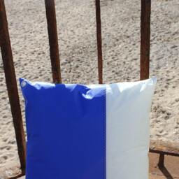 Nautical Sailcloth Pillow Cover Blue Boat Cushion, Home Decor Segeltusch Kissen 16 X - thumbnail 3