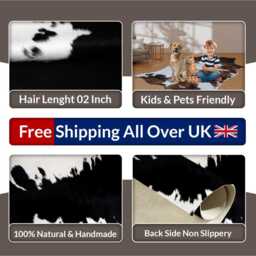 Elegant Medium Cowhide Rug - Dark Brown & White Hair-On Leather For Contemporary Charm - thumbnail 4