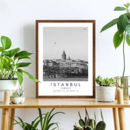 Istanbul Cityscape Print Black & White Turkey Wall Art - thumbnail 3