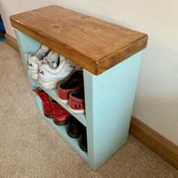 Painted Shoe Bench Handmade Rustic Solid Wood Small Shoe Bench Hallway Storage Oak Pine Walnut - thumbnail 3