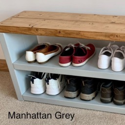 Painted Shoe Bench Handmade Rustic Solid Wood Small Shoe Bench Hallway Storage Oak Pine Walnut - thumbnail 2