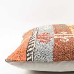 Handmade Turkish Kilim Pillow Embroidered Wool Cushion Cover - 18''x18'' - thumbnail 4
