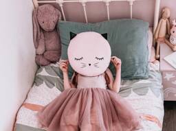 Cat Nursery Decor Pillow, Stuffed Toy Animal Plush Cushion Kids Decorative Throw Themed Baby Shower Boy Girl Birthday Canopy Kitten - thumbnail 1
