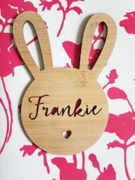 Rabbit Personalised Wooden Bamboo Door-Wall Hanging-Design-Wall Art-Wooden Sign-Custom-Kids Gift-Baby Gift-Lasercut-Plaque-Bunny