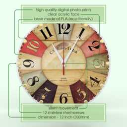 Retro Wall Clock Farmhouse Decor, Colorful Wall Clock, Unique Gift, Large Silent Easy To Read Clock - thumbnail 3
