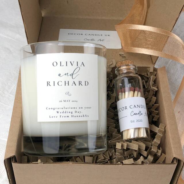 Personalised Wedding Soy Candle Gift Set - Mr & Mrs, Couple Engagement Or Anniversary Present - image 1