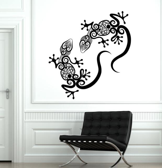 Wall Decal Gecko Lizard Animal Ornament Tribal Mural Vinyl 1714Dz - image 1