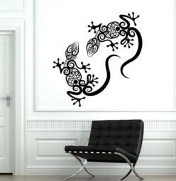 Wall Decal Gecko Lizard Animal Ornament Tribal Mural Vinyl 1714Dz - thumbnail 1