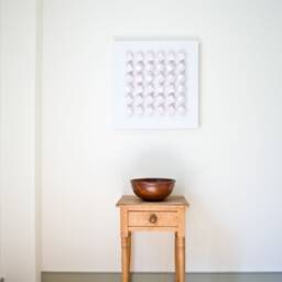Modern Art Wall Sculpture Block Geometric Minimalist Grid Pattern White With Red Color Reflection Rotatable Blocks Changeable Pattern - thumbnail 2