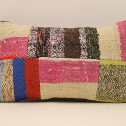 Lumbar Pillow, Patchwork Sofa Pillow, 12x20 in 30x50 cm, Vintage Turkish Kilim Pillow, Home Cushion Cover Boho Pillow Koef-986 - thumbnail 2