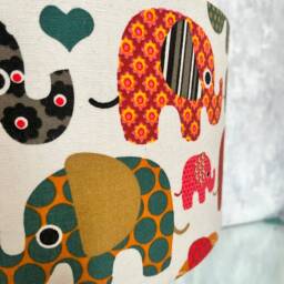 Handmade Baby Elephant Drum Lampshade, Nursery Decor, Colorful Animals - thumbnail 2