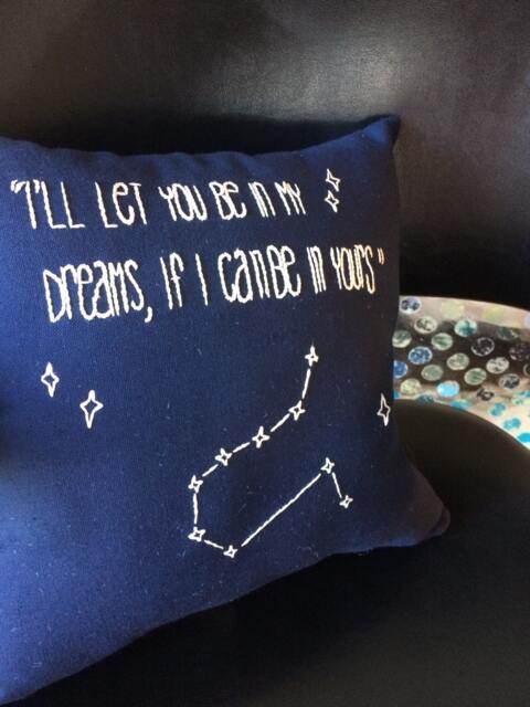 Handmade Embroidered Glow in The Dark Bob Dylan Quote Pillow - image 1