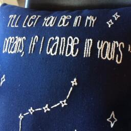 Handmade Embroidered Glow in The Dark Bob Dylan Quote Pillow - thumbnail 2