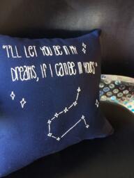 Handmade Embroidered Glow in The Dark Bob Dylan Quote Pillow - thumbnail 1