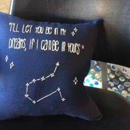 Handmade Embroidered Glow in The Dark Bob Dylan Quote Pillow - thumbnail 3